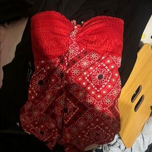 Red Floral Crop Top